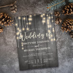 Rustic Black Wood String Lights Wedding Uitnodigin Kaart<br><div class="desc">Deze rustic boho inspireerde trouwuitnodiging sjabloon kenmerkt koordlichten met een rustige bruine achtergrond. Alle tekststijl,  kleuren,  grootte kunnen worden gewijzigd om aan uw behoeften te voldoen.</div>