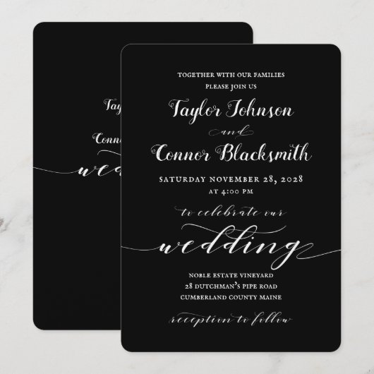 Rustic Blacksmith White Calligraphy Wedding Kaart (Voorkant / Achterkant)
