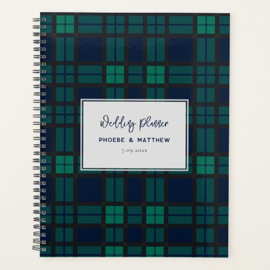 Rustic Blackwatch Script Huwelijks Tartan Planner (Voorkant)