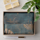Rustic Blauw Abstracte Oceaan & Schelpen Tissuepapier (Geschenk)