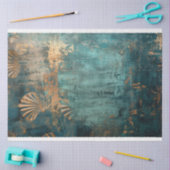 Rustic Blauw Abstracte Oceaan & Schelpen Tissuepapier (Craft)