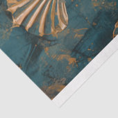 Rustic Blauw Abstracte Oceaan & Schelpen Tissuepapier (Detail)