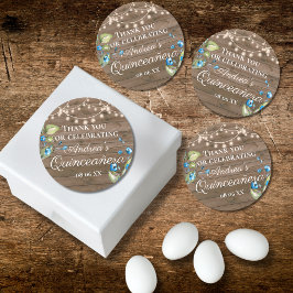 Rustic Blauw Bloemenslinger Quinceañera Ronde Sticker