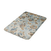 Rustic Blauw Bruin Beige Bloemmotief Badmat (Gekanteld)
