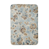 Rustic Blauw Bruin Beige Bloemmotief Badmat (Voorkant Verticaal)