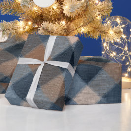 Rustic Blauw Bruine Denim Geruite Vervagende Plaid Cadeaupapier