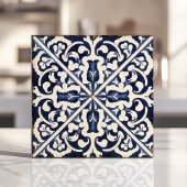 Rustic Blauw en Wit Siciliaans Majolica Tegeltje
