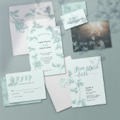 Rustic Blauw Fantasie Bloemmotief  Save The Date