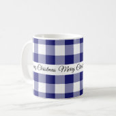 Rustic Blauw Geruit Prettig Kerstfeest Koffiemok (Voorkant links)