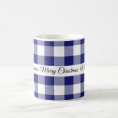 Rustic Blauw Geruit Prettig Kerstfeest Koffiemok (Center)