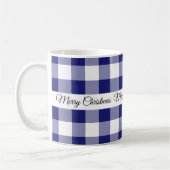 Rustic Blauw Geruit Prettig Kerstfeest Koffiemok (Links)