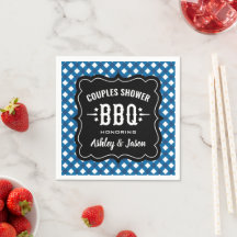 Rustic Blauw Gingham BBQ Koppels Bruiloft