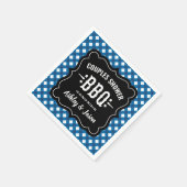 Rustic Blauw Gingham BBQ Koppels Bruiloft Servet (Hoek)