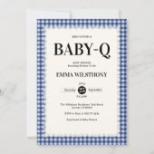 Rustic Blauw Gingham Plaid Baby Shower BBQ Kaart (Voorkant)
