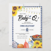Rustic Blauw Gingham Plaid Baby Shower BBQ Kaart (Voorkant)