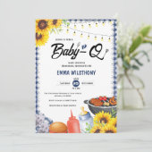 Rustic Blauw Gingham Plaid Baby Shower BBQ Kaart (Staand voorkant)