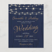 Rustic Blauw & Goud Slingerlicht Budget Bruiloft  (Voorkant)