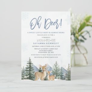 Rustic Blauw Groen Winter Oh Herten Baby Shower Kaart