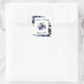 Rustic Blauw Groene Eucalyptus Waterverf Bruiloft Vierkante Sticker (Tas)