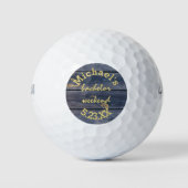 Rustic Blauw Hout | Bachelor Weekend Monogram Golfballen (Voorkant)