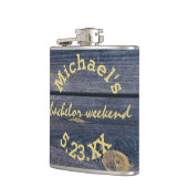 Rustic Blauw Hout | Bachelor Weekend Monogram Heupfles (Links)