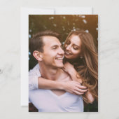 Rustic Blauw Hout Elegant Script Foto Bruiloft Save The Date (Achterkant)