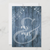 Rustic Blauw Hout & Licht Feest met Ons Kaart (Achterkant)