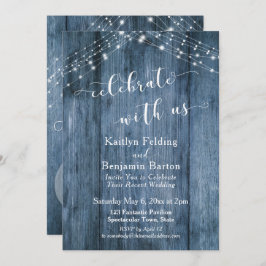 Rustic Blauw Hout & Licht Feest met Ons Kaart