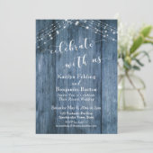 Rustic Blauw Hout & Lichten Vier Ons Met Ons Kaart (Staand voorkant)