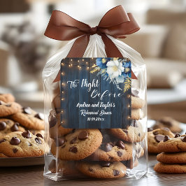 Rustic Blauw Houten Witte Bloemen Rehearsal Dinner Vierkante Sticker