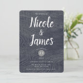 Rustic Blauw Houtnerf Minimalistische Moderne Schu Kaart (Staand voorkant)