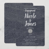 Rustic Blauw Houtnerf Modern Schuur Bruidsdouche Kaart (Voorkant / Achterkant)