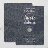 Rustic Blauw Houtnerf Modern Schuur Bruidsdouche Kaart (Voorkant / Achterkant)