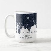 Rustic Blauw Kerst Dorp Chevron Breiwerk  Koffiemok (Links)