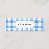 Rustic Blauw Waterverf Buffalo Plaid Minimalistisc Mini Visitekaartje (Voorkant)