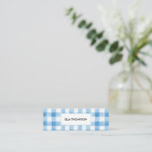 Rustic Blauw Waterverf Buffalo Plaid Minimalistisc Mini Visitekaartje (Staand voorkant)