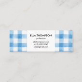 Rustic Blauw Waterverf Buffalo Plaid Minimalistisc Mini Visitekaartje (Achterkant)