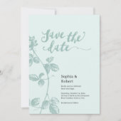 Rustic Blauw Whimsical Bloemendesign  Save The Date (Voorkant)