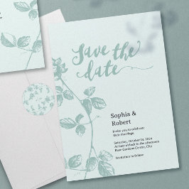 Rustic Blauw Whimsical Bloemendesign Save The Date