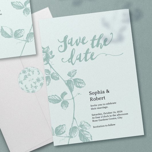 Rustic Blauw Whimsical Bloemendesign  Save The Date