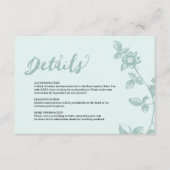 Rustic Blauw Whimsical Bloemendetails Informatiekaartje (Voorkant)