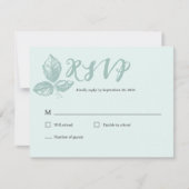 Rustic Blauw Whimsical Bloemmotief RSVP Kaartje (Voorkant)