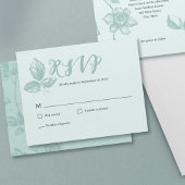 Rustic Blauw Whimsical Bloemmotief RSVP Kaartje