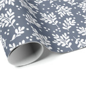 Rustic Blauw Winterloof Kerstmis Cadeaupapier (Rol Hoek)