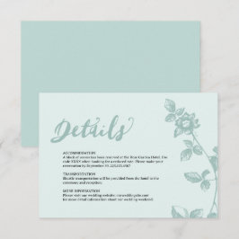 Rustic Blauw Wispelturige Bloemdetails Informatiekaartje