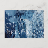 Rustic Blauw & Witte Botanische Trouwdetails Informatiekaartje (Voorkant)