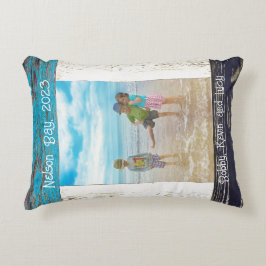 Rustic Blauw Witte Strand Houten Fotolijst Accent Kussen