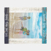 Rustic Blauw Witte Strand Houten Fotolijst Fleece Deken (Voorkant (Horizontaal))