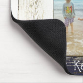 Rustic Blauw Witte Strand Houten Fotolijst Muismat (Hoek)