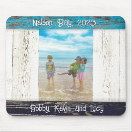 Rustic Blauw Witte Strand Houten Fotolijst Muismat
